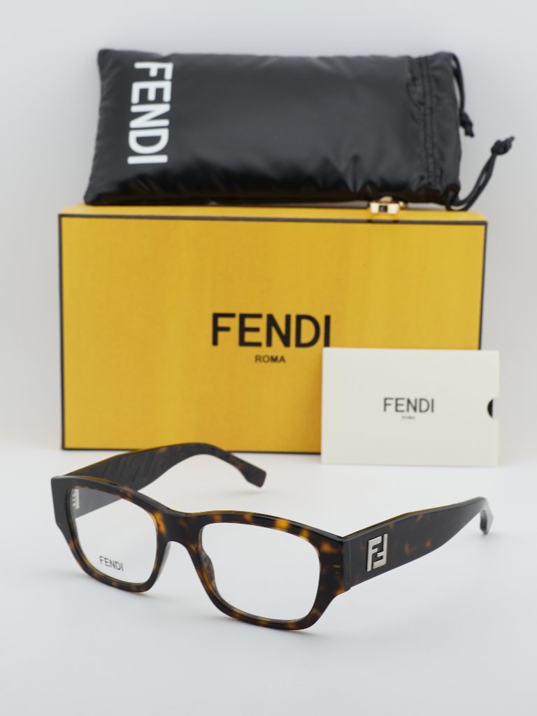 Fendi Fe50123i 052 Square Eyeglasses - Havana 53mm